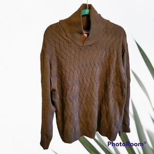 Weatherproof Vintage Mens XL Green Cable knit Sweater